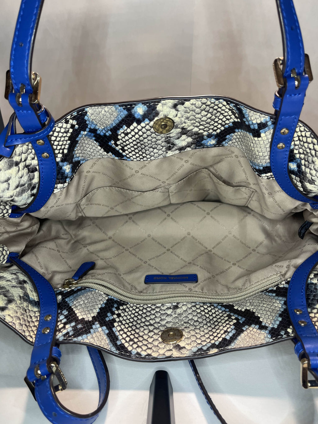 Michael Kors Lenox Large Python Embossed Leather Tote