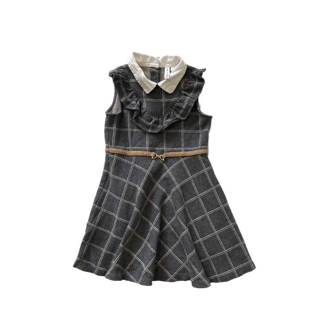 Windowpane Ruffle Ponte Dress
